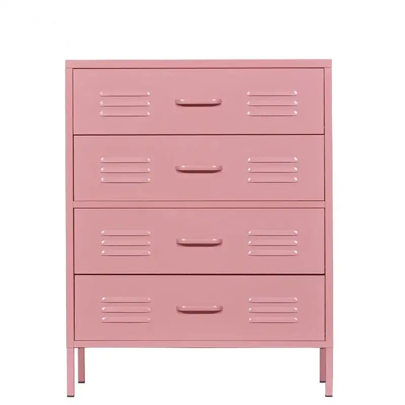 Zowane-mueble de esquina para sala de estar, armario de entrada de Color rosa, almacenamiento de acero, 4 cajones, cajón de Metal