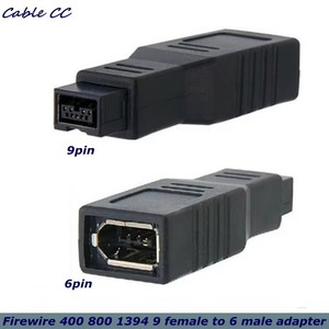 Adaptador Convertidor <span class=keywords><strong>FireWire</strong></span> 400 a 800, IEEE 1394a Hembra de 6 Pines a 1394b Macho de 9 Pines - Product Image 1