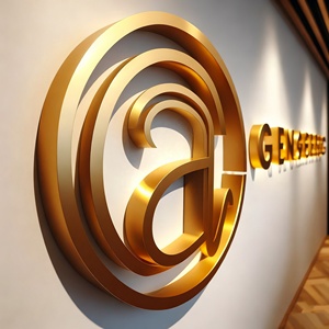 无最小起订量定制发光二极管标志定制金色哑光背光发光二极管字母标志商务发光二极管照明标志接收装饰 - Product Image 2