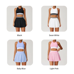 Grosir setelan pakaian tenis kustom <span class=keywords><strong>2</strong></span> potong pakaian aktif Set Fitness Gym olahraga Golf rok Set pakaian wanita setelan Yoga - Product Image 2