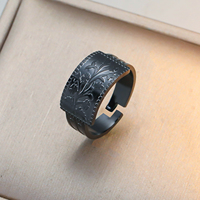 Bague ouverte ajustable en acier inoxydable doré, étanche, avec motif floral et feuille, style bohème, pour femme, cadeau Aïd Ramadan