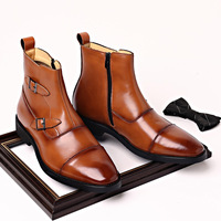 Bottes marron pour hommes en PU, style cowboy, à enfiler, imperméables, respirantes, légères, toutes saisons