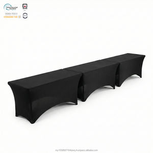 Funda de Mesa Cuadrada Ajustable de Spandex Blanca de 250 g/m², Resistente al Aceite y al Agua, para Uso en Hoteles, Banquetes y Hogares - Product Image 1