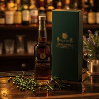 Bouteille cylindrique de luxe 450 ml en verre super flint, avec logo couleur personnalisé, boîte d'emballage sur mesure, pour spiritueux, liqueur, whisky, vente en gros