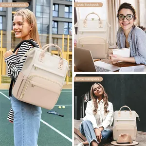 Tägliche Verwendung im Freien Industrie China Großhandel Laptop Geschäft Reisen Arbeit Rucksack Beige Schultertasche Rucksack für Damen