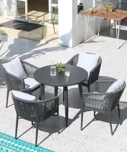 금속 알루미늄 안뜰 옥외 정원 등나무 가구 옥외 비스트로 알루미늄 겹쳐 쌓인 테이블 및 의자