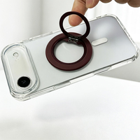 Support magnétique pour doigt rouge cerise pour iPhone 18 avec base en alliage d'aluminium, revêtement doux au toucher, antichoc, design rond
