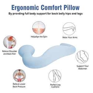 Almohada de maternidad inflable en forma de C de espuma viscoelástica para madres embarazadas-Masaje terapéutico y comodidad para mejorar el sueño - Product Image 4