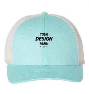 Gorra de camionero de 6 paneles personalizada, gorra de béisbol de moda con ala ligeramente curvada, malla deportiva de terciopelo, lona vaquera de PANA con - Product Image 2