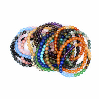 Bracelet de perles en cristal naturel mélangé de 6 mm, assortiment en vrac, bracelets extensibles en pierres précieuses pour la guérison des chakras, vente en gros, pierres énergétiques unisexes