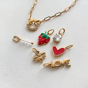 Collana EManco Fashion con Ciondolo a Cuore Fragola LOVE Fai da Te, da Donna, Regolabile, in Acciaio Inossidabile, con Catena a Graffetta, Minimalista, per Feste, Dropshipping - Product Image 6