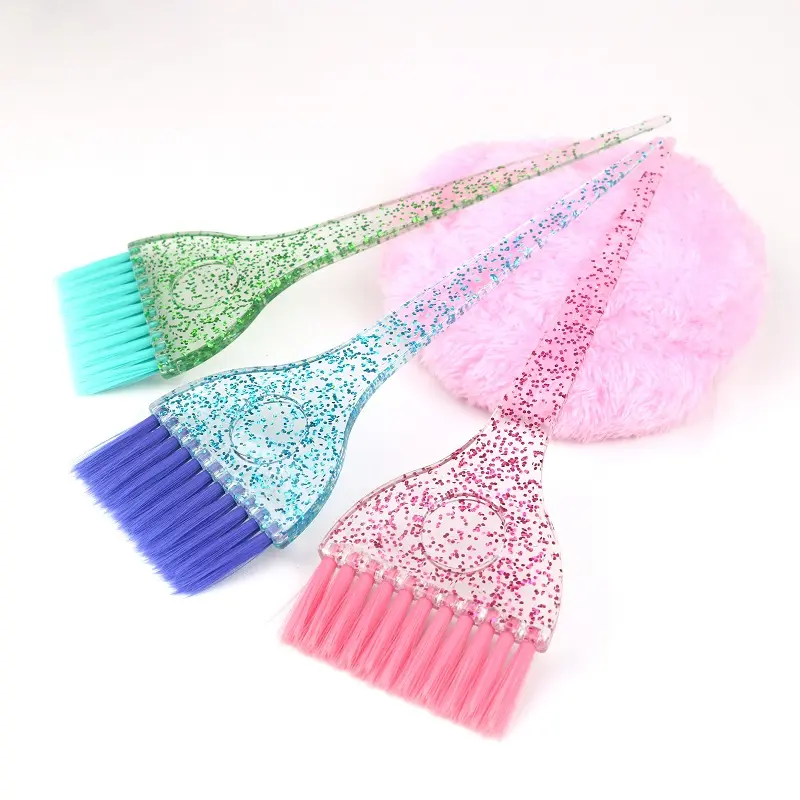 Pinceau à paillettes en fibre douce, disponible en 3 couleurs, peigne pour coloration des cheveux, accessoires de Salon Pro