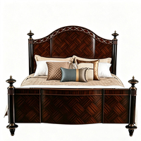 Lit de style américain antique sculpté, lit en bois massif, lit double, lit de mariage, pour la maison, la chambre et l'hôtellerie