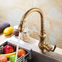 Robinet pivotant à 360 degrés, ancien bronze, robinet de cuisine de luxe avec pomme, un trou