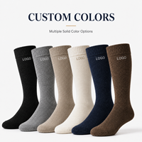 Chaussettes hautes personnalisées en mélange de laine avec logo brodé OEM, chaudes et respirantes pour l'hiver, douces et confortables, faible MOQ, fabricant