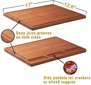 Gỗ Cắt Hội Đồng Quản Trị Cho Nhà Bếp, Pho Mát Charcuterie Board Set Với 3 Được Xây Dựng-Trong Khoang Và Nước Trái Cây Rãnh, <span class=keywords><strong>butcher</strong></span> Khối (17x1 - Product Image 4