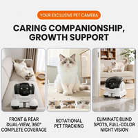Caméra de surveillance intelligente pour animaux de compagnie, compagnon interactif pour animaux, vision nocturne HD, contrôle par application, Wi-Fi, design mobile, batterie durable, ABS
