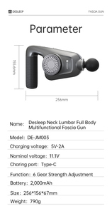 Pistola de Masaje Eléctrica, 6 Niveles de Velocidad, 2000mAh, Recargable Tipo C, 4 Cabezales, Masajeador de Percusión Portátil - Product Image 3