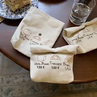Sac en toile de coton mignon, petit, cosmétique, mini, portable, pour écouteurs, bijoux, grande capacité, impression d'écran, logo, fermeture éclair, bouton