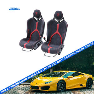 Asientos de coche personalizables de fibra de carbono seca, cuero Nappa Alcantara, negro y rojo para Lamborghini LP580 - Product Image 1