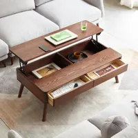 天然木のコーヒーテーブルソリッドオークモダンなリビングルームの家具デザイナーは木製の収納キャビネットコーヒーテーブルを推奨します