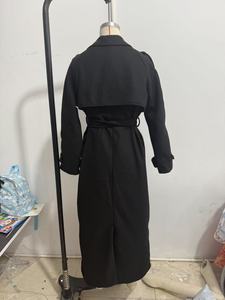<span class=keywords><strong>Manteau</strong></span> long en <span class=keywords><strong>laine</strong></span> élégant pour femmes, <span class=keywords><strong>noir</strong></span>, avec ceinture, double boutonnage, orné de boutons, style hiver - Product Image 3