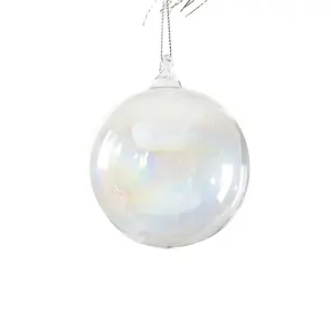 Bola de vidro soprado para presente, 80mm, vidro iridescente personalizada, 8 cm, vidro oco, faça você mesmo, enfeite de pendurar