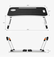 Table pliable pour ordinateur portable, plateau de lit portable, support pour ordinateur portable avec porte-gobelet et emplacement pour tablette