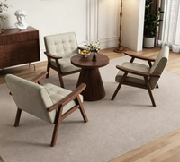 Fauteuil simple rétro pour balcon, mobilier de salon, pieds en bois massif, réglage manuel, siège en éponge, ensemble table et chaise