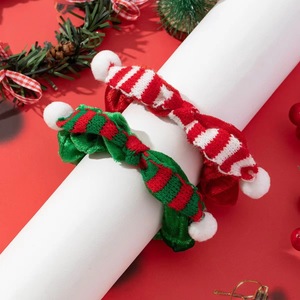 En gros Chouchous en velours de Noël avec double clochettes et nœuds, rouges et verts, pour fêtes, pour femmes et filles, OEM ODM - Product Image 2