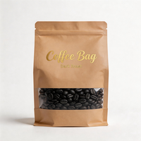 Sachet Doypack Personnalisé Imprimé avec Fenêtre, Fermeture Zip Refermable, en Papier Kraft de Qualité Alimentaire pour Grains de Café, Café Moulu, Produits de Boulangerie