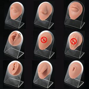 Modelo de Silicona SHUIMEI en Color Negro, Marrón y Blanco para Práctica de Perforaciones en Oreja, Boca, Ombligo, Lengua y Ceja, con Soporte Acrílico - Product Image 3