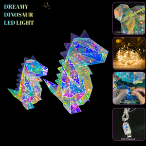 โคมไฟรูปไดโนเสาร์สีรุ้งปริซึม 3D รูปปั้นทีเร็กซ์ไฟ LED กลาง<span class=keywords><strong>คืน</strong></span>สำหรับห้องเด็กเนอสเซอรี่ตกแต่งบ้านอุปกรณ์ปาร์ตี้ - Product Image 4