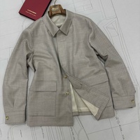 Chemise-veste pour homme à col pointu, fermeture cachée, style bomber, deux poches à rabat, tissage texturé, légère, surchemise d'hiver vintage