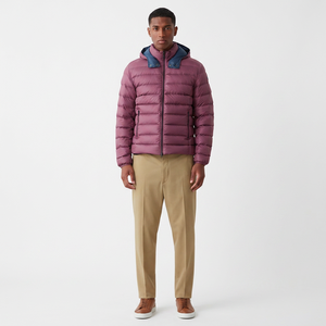 Veste matelassée en duvet pour homme, couleur rose, manches longues, légère, impression de logo personnalisée de haute qualité, OEM ODM - Product Image 1