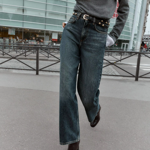 Vaqueros Mujer Corte Recto Lavado Vintage - Pantalones Vaqueros Flexibles Tiro <span class=keywords><strong>Alto</strong></span> - Tejido Denim Comodo Moda Española - Product Image 1