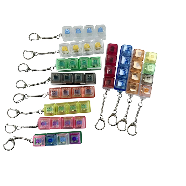 Best Quality Plastic 4 Keys Mechanical Keyboard Switch Keychain Keycap Tester Switches LED Light Relieve Stress Fidget