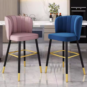 Tabouret <span class=keywords><strong>de</strong></span> <span class=keywords><strong>Bar</strong></span> café mode moderne <span class=keywords><strong>bleu</strong></span> velours tissu haute jambe chaises <span class=keywords><strong>de</strong></span> <span class=keywords><strong>Bar</strong></span> confortable comptoir hauteur tabourets <span class=keywords><strong>de</strong></span> <span class=keywords><strong>Bar</strong></span> pour Restaurant - Product Image 3