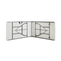 Table pliante de restauration en plastique blanc, légère, résistante aux UV, imperméable, pour extérieur, 240 cm, vente en gros