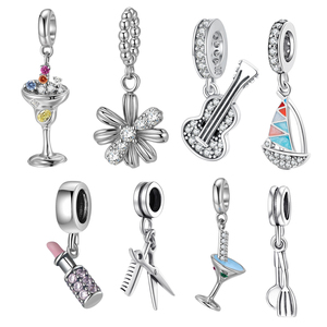 Bijou élégant en argent sterling S925, motif glaçon, cocktail, rouge à lèvres, guitare, idéal pour un usage quotidien. - Product Image 1
