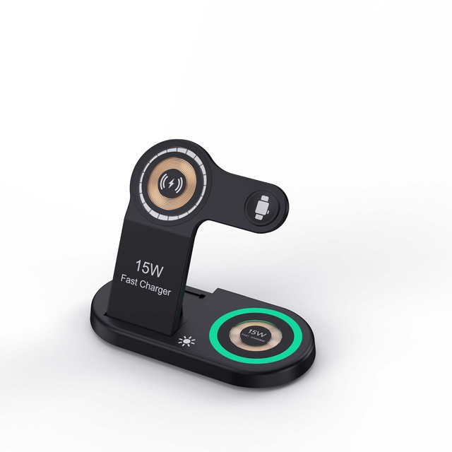 Wholesale Portable 3-in-1 Wireless Charger Desktop Mobile Phone Dock Station Foldable 15W Fast Charging PD Function 5V/1A