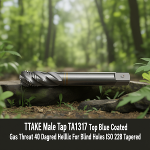 TTAKE Male <b>Tap</b> TA1317 Top Blue Coated Gas <b>Thread</b> 40 Degree Helix For Blind Holes ISO 228 Tapered - Product Image 3