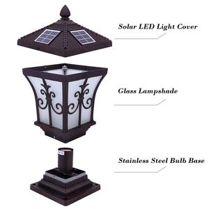 Lampadaire solaire extérieur LED E27 IP65 en alliage d'aluminium pour clôture, portail et poteaux - Product Image 6