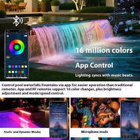 Lumières LED colorées pour cascade d'eau en ABS, étanches IP65, alimentées par batterie, pour aménagement paysager et piscine