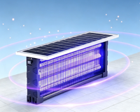 Lampe anti-moustiques solaire d'extérieur 2400V haute tension à double grille, étanche IPX5