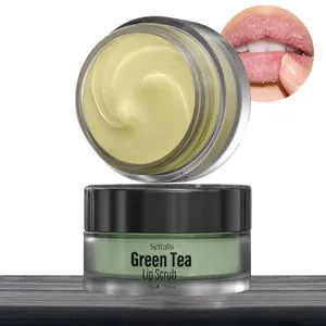 Custom Green Tea Lemon Lip Scrub Set Wholesale Natural Sugar Gently Exfoliate Lip Balm Set Lip Scrubber Exfoliator