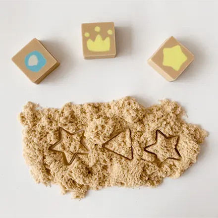 Giocattolo di sabbia magica fai-da-te per bambini set di sabbia sensoriale alla rinfusa all'ingrosso piccola forma quadrata