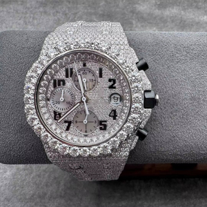 Reloj de diamantes de alta calidad personalizado privado resistente al agua 42 mm 3126 movimiento Chrono VVS moissanite de hielo de diamante completo - Product Image 1