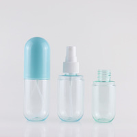 Fabricant de flacons pulvérisateurs cosmétiques en plastique PET personnalisés en forme de capsule de pilule, couleur rose et bleue