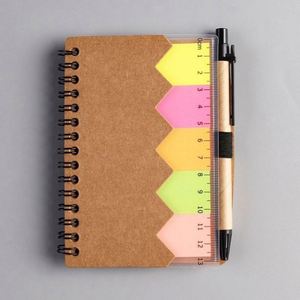 Carnet à spirales créatif avec couverture en kraft, notes adhésives rechargeables, bloc-notes avec onglets pour le bureau, l'école et les cadeaux promotionnels - Product Image 3